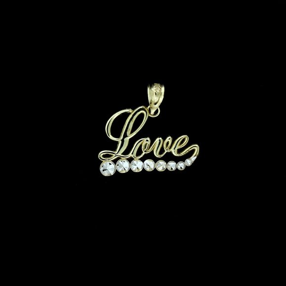 10K Real Gold Rope Chain and LOVE Script Charm Pendant Set - Picture 4 of 8